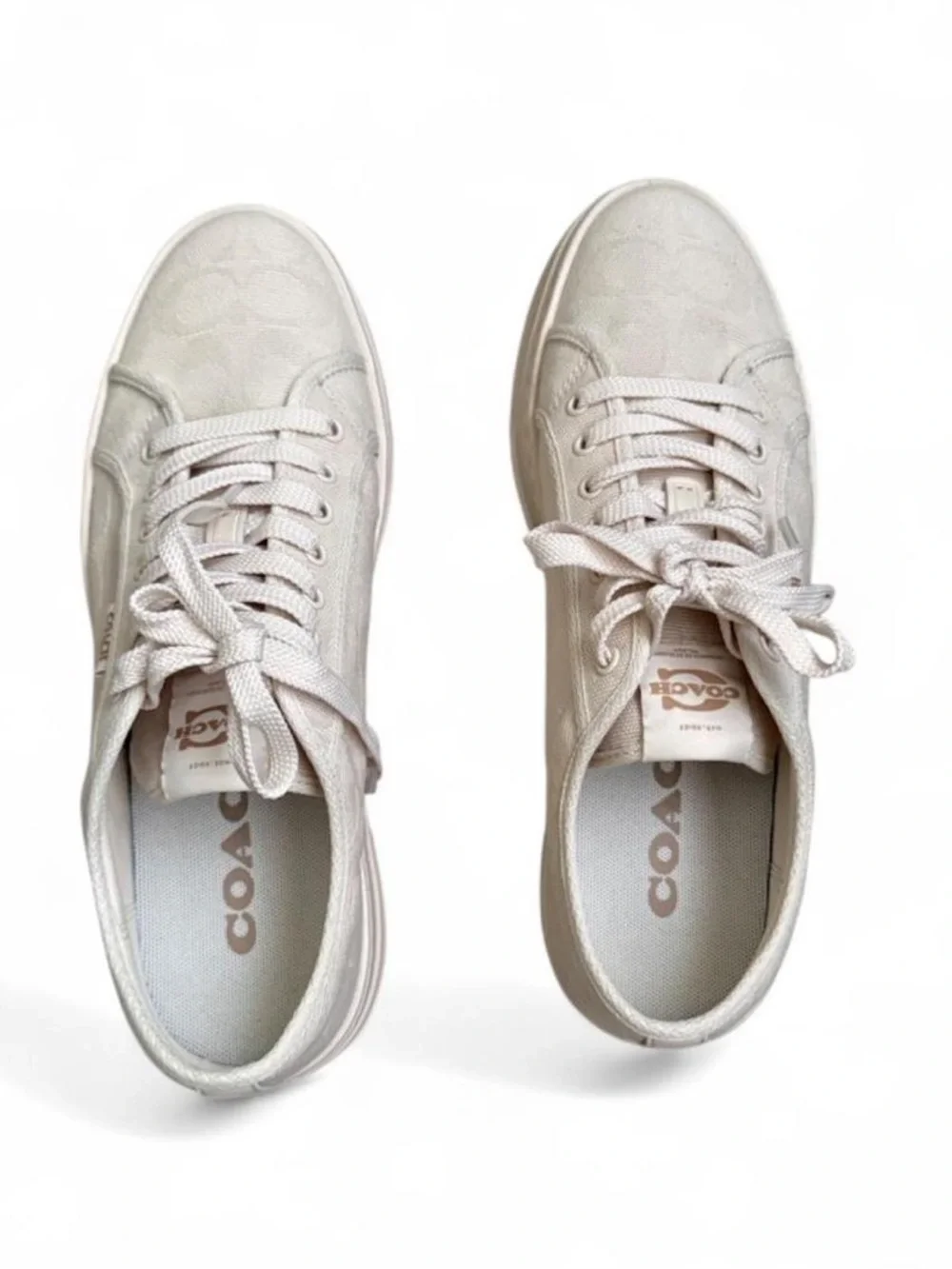 COACH Women's Light Beige Canvas Sneakers